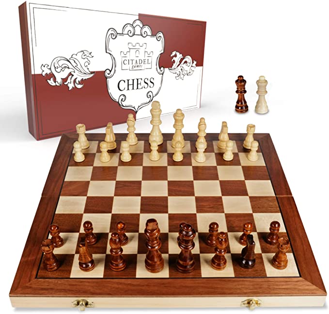 Magnetic Wooden Chess Set for Adults and Kids - Wooden Chess Board Game for Adults, Travel Chess Set for Kids, Chess Board Games for Kids, Portable Chess Set Magnetic with Classic Wood Weighted Pieces