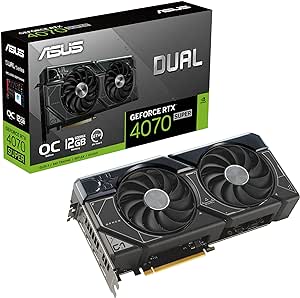 ASUS DUAL NVIDIA GeForce RTX 4070 SUPER OC Edition Scheda Grafica, 12 GB GDDR6X, 192-bit 21 Gbps, PCIE 4.0, GPU Tweak III, Nero, DUAL-RTX4070S-O12G