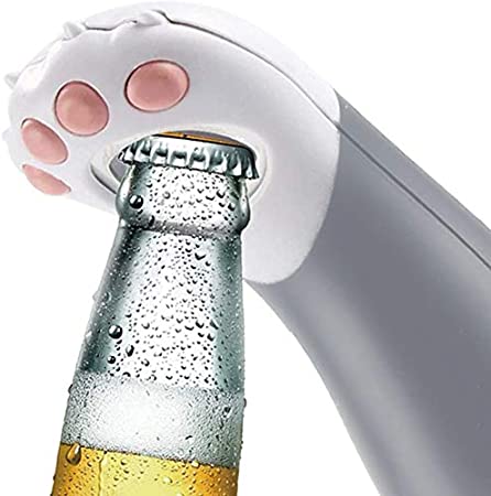Beer Coke Bottle Opener Cute Cat Paw Easily Removes Bottle Caps Good Presents for Cat lovers and Unique Party Favors (Grey)
