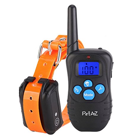 PetAZ Electric Dog Training Collar With Remote Rechargeable & Waterproof LCD Screen 330 Yard Beep/Vibration/Shock For Small, Medium, Large Pets&Dogs
