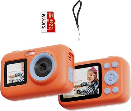 SJCAM Upgrade Kids Camera Dual Screen, Christmas Birthday Gifts for Girls Boys Age 3-10, 1080P 44MP HD Digital Video Cameras for Toddler, Portable Toy for 3 4 5 6 7 8 9 10 Year Old Children