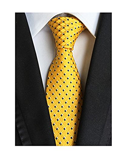 New Classic Black&Gold Striped Tie Woven Jacquard Silk Men's Suits Ties Necktie