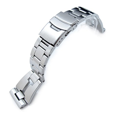 22mm Retro Razor 316L Stainless Steel Watch Band, Diver Clasp, Brushed