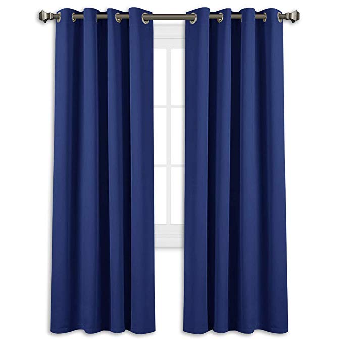 PONY DANCE Blackout Window Curtains - Premium Soft Solid Thermal Insulated Curtain Drapes Block Light for Bedroom/Window Treatments, Double Panels, 46" Wide by 90" Drop, Navy Blue
