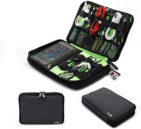 AtailorBird Electronics Organizer Travel Gadget Organizer Double Layer Storage Bag for 9.7 Inch iPad Cables Cord Phone Chargers Memory Cards Power Bank Flash Hard Drive (Ultra-Thin)