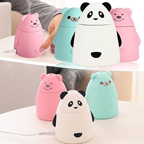 Great Polly Magic Bear USB Portable Mini Humidifier Aroma Mist Maker Absorbent Filter Sticks for Home Office Baby Room and Car (White)