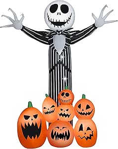 Gemmy Animated Projection Airblown-Fire & Ice-Jack Skellington Scene-Giant-Disney 9ft Tall