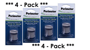 Four Pack Dog Fence Batteries for Invisible Fence R21 or R51 Receiver Collars by Perimeter Technologies