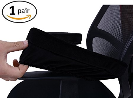Comforfeel Memory Foam Office Chair Arm Covers- Comfortable Elbow Pillow- Chair Arm Rest Computer Pads(2 Piece Set) (BLACK)