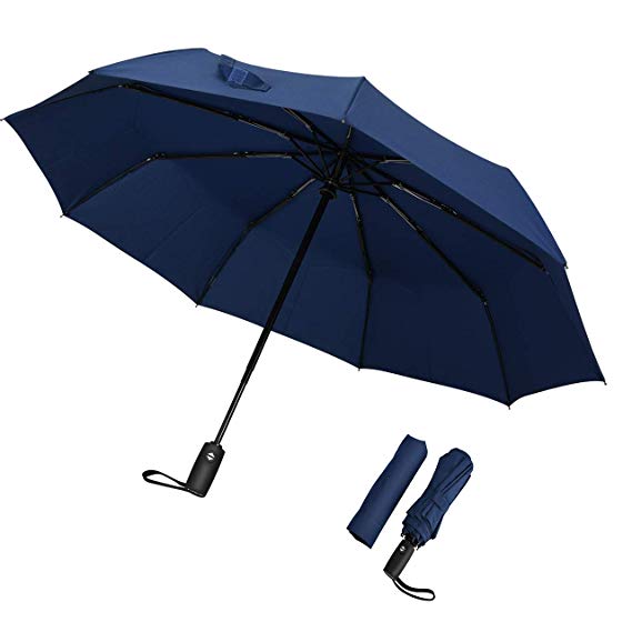 TOPELEK Compact Travel Umbrella - Windproof Fast Drying Umbrella, 42" Reinforced Canopy,Auto Open,Slip-Proof Handle