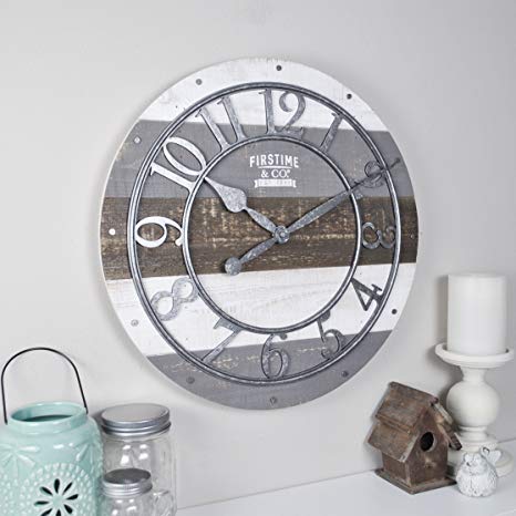 FirsTime & Co. Shabby Wood Wall Clock, 16", Gray