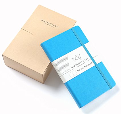 3-Pack, Minimalism Art | Classic Notebook Journal, Size: 5" X 8.3", A5, Blue, Dotted Grid Page, 192 Pages, Hard Cover/Fine PU Leather, Inner Pocket, Quality Paper - 100gsm | Designed in San Francisco