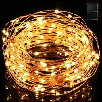 Solar String Lights,Gotideal® 100 LEDs Outdoor/Indoor Starry String Lights,Waterproof Solar Fairy String Lights Copper Wire Ambiance Lighting for Landscape Gardens Homes Christmas Party (Warm White)