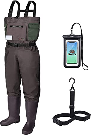 RUNCL Chest Waders, Waist-High Waders, Bootfoot Waders - Reinforced Nylon Outer Layer, Seamless Breathable Tech, Ergonomic Design, Fly Patch - Wader Fishing Fly Fishing Hunting