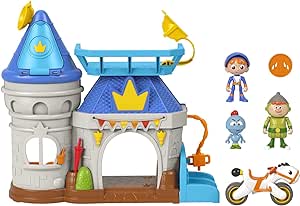 Fisher-Price Gus Le Chevalier Minus Coffret de Jeu Le Château Fort de Karamel, avec véhicule Poney et 3 Figurines de Personnages, Jouet pour Enfant, HGK33