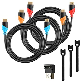 HDMI Cable - 4K High Speed HDMI Color Cord (3 Pack) 15ft Gold Plated Connectors & Velcro Cable Ties, 18Gbps & 4K@60Hz Support Apple TV, HDTV, PS4, Computer, Laptop by HUANUO