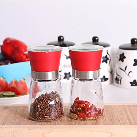 OnePlus High Grips Glass Salt and Pepper Grinder Set (Red)