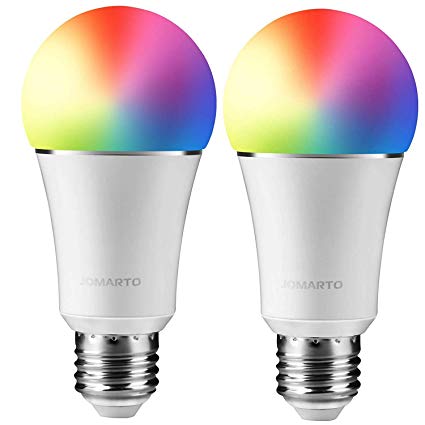 JOMARTO Smart WiFi LED Light Bulb, 2 Pack Compatible with Alexa/Google Home, 60W Equivalent Color Changing Multicolor Dimmable Light Bulb 900LM Remote Control No Hub Required (9W E26)