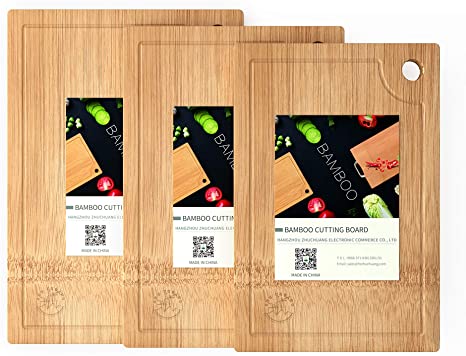 ZHU CHUANG Bamboo Small Cutting Board Chopping Board with Juice Groove for Kitchen (Large (13.4x9.4 Inches))