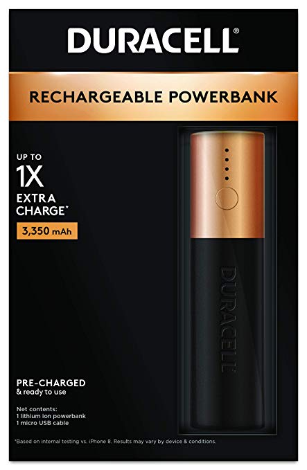 Duracell Rechargeable 3350 mAh Powerbank - 1 day portable charger