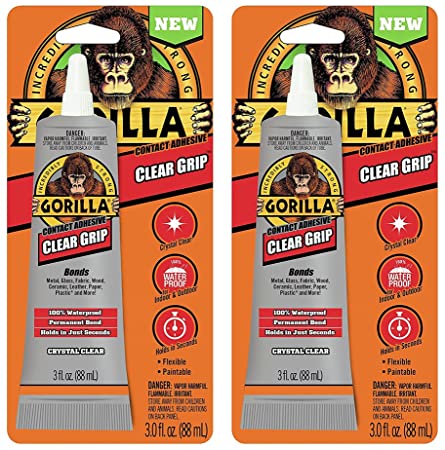 Gorilla 8040001 Clear Grip Contact Adhesive, 3 Oz, Clear (2 Pack)