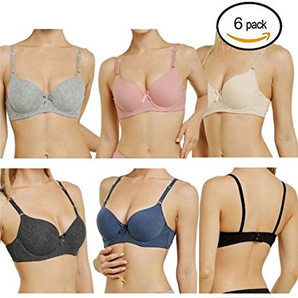 8Layer's 6 Pack Women’s Bra Full Coverage in Assorted Colors. Comfort for Everyday Wear