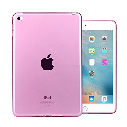 iPad Mini 4 Case, iCoverCase Ultra-thin Silicone Back Cover Clear Plain Soft TPU Gel Rubber Skin Case Protector Shell for Apple iPad Mini 4 7.9" (Pink)