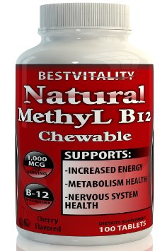 Natural Methyl B12 1000 Mcg Chewable 100 Lozenges Boost Memory Alertness Prevents Aging Treat B-12 Deficiency Reduces Fatigue or Tiredness  Improves Thinking and Memory Made in the USA Free Ebook