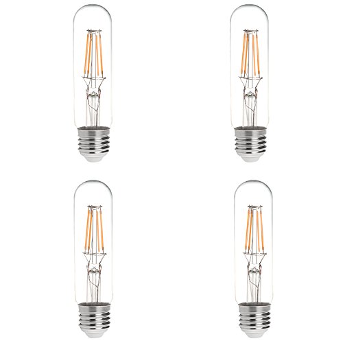 HERO-LED T10-DS-4W-WW27 T10 E26/E27 4W Tubular Style LED Vintage Antique Filament Bulb, 40W Equivalent, Warm White 2700K, 4-Pack(Not Dimmable)