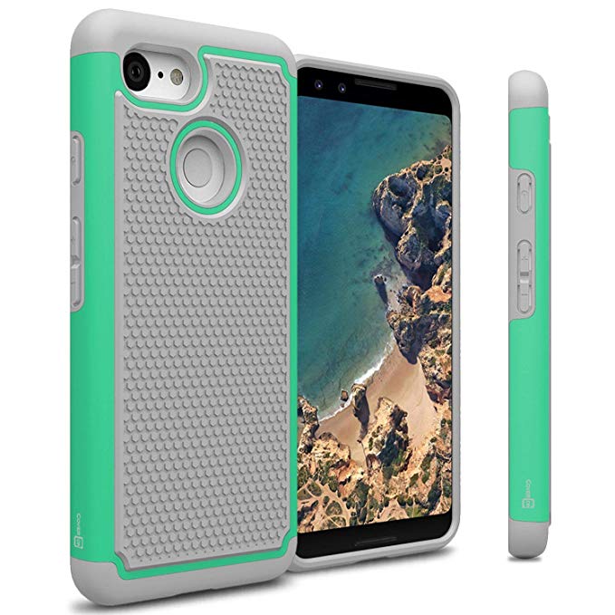 CoverON HexaGuard Series Google Pixel 3 Case, Heavy Duty Dual Layer Hybrid Phone Cover for Google Pixel 3 - Teal/Gray