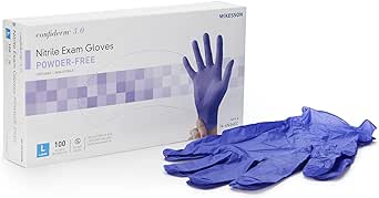 McKesson Confiderm 3.0 Nitrile Exam Gloves - Powder-Free, Latex-Free, Ambidextrous, Textured Fingertips, Non-Sterile - Dark Blue, Size Large, 100 Count, 1 Box