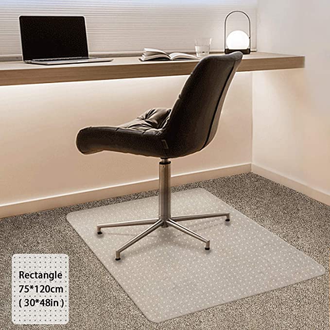 Office-Chair-Mat, FRUITEAM Chair Mat for Carpet, BPA and Phthalate Free, Rectangular Transparent Carpet Floor Mat 75 x 120 cm/30 x 48 inch