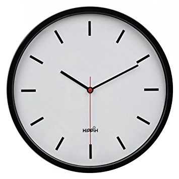 Hippih 10" Silent Quartz Wall Clock with Glass surface Non-ticking Digital,CL-2315-E