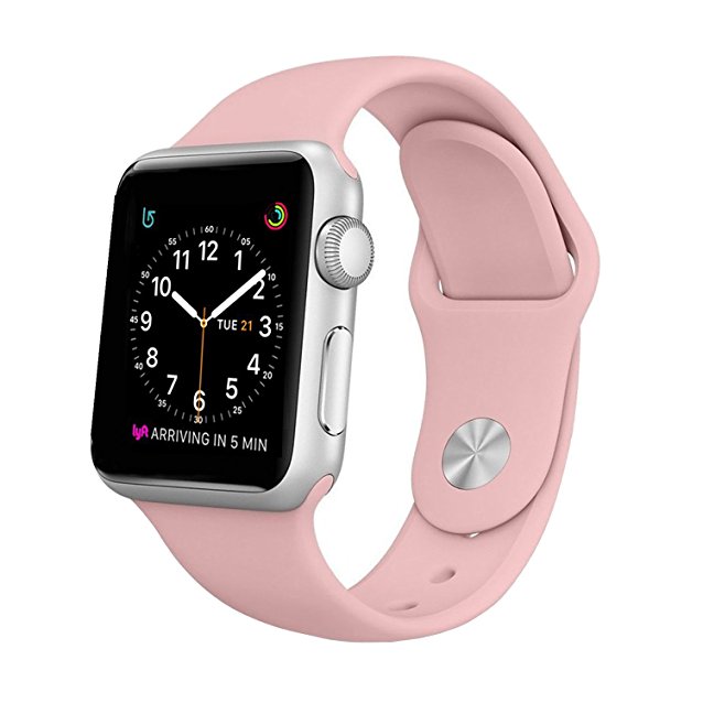 BANDEX Sport Band For Apple Watch 42mm, Soft Silicone Strap Replacement Wristbands For Apple Watch Sport Series 3 Series 2 Series 1(Light-Pink M/L)