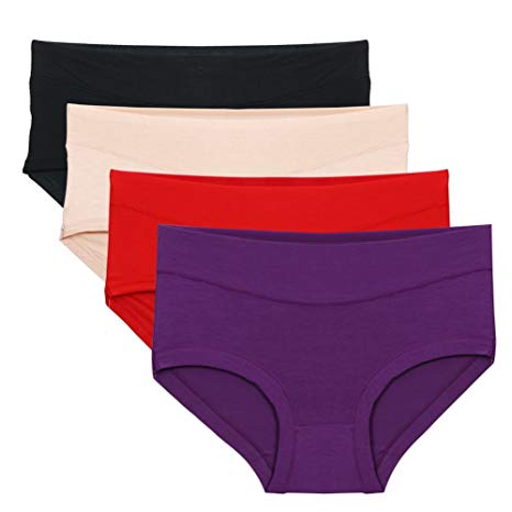 UWOCEKA Pack of 5 Women's Panties Plus Size Bamboo Fiber Super Stretchy Soft Breathable High Middle Waist Briefs