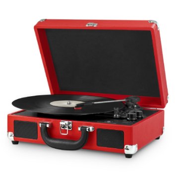 Victrola Nostalgic 3-Speed Vintage Bluetooth Suitcase Turntable, Red