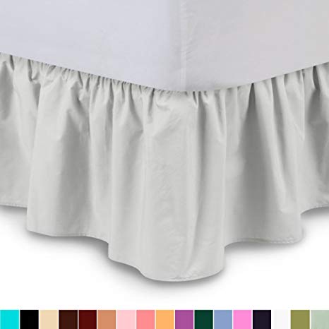 Shop Bedding Ruffled Bed Skirt (Queen, Bone) 14 Inch Drop Dust Ruffle with Platform, Wrinkle and Fade Resistant - by Harmony Lane (Available in all bed sizes and 16 colors)