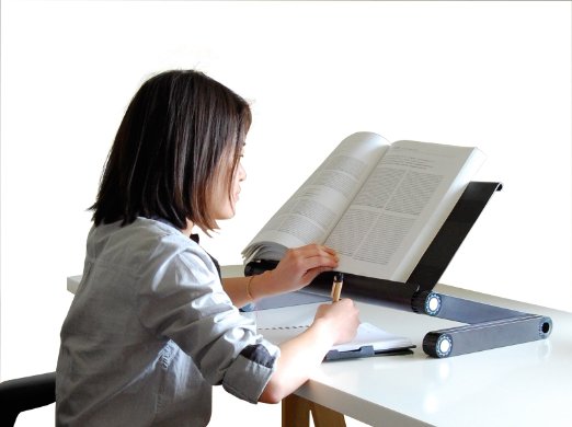 Adjustable Height and Angle Ergonomic Reading Stand Book Holder, Bookholder, Tablet Stand, Document Holder. Perfect for Textbooks! Aluminum, Black