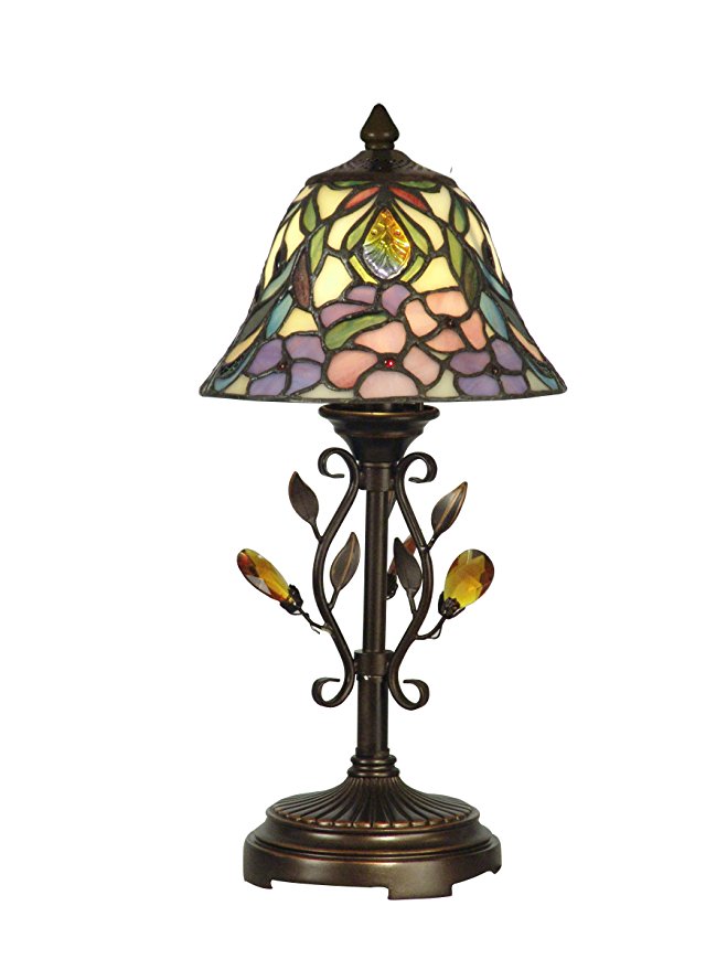 Dale Tiffany TA90215 Crystal Peony Accent Lamp, Antique Golden Sand and Art Glass Shade