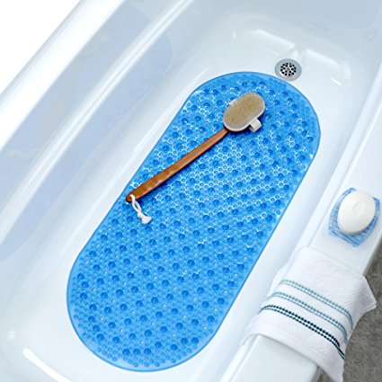 15" x 35" Mildew Resistant Bubble Bath Mat with Microban - Blue