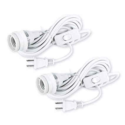 Wallniture Pendant Lamp Cord Set with On Off Switch 15 Feet White Pack of 2