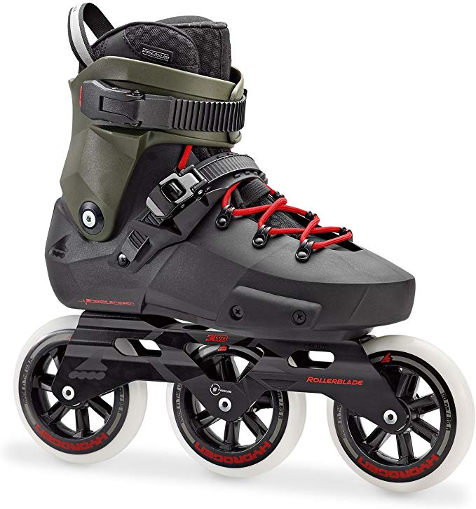 Rollerblade Twister Edge 110 3WD Unisex Adult Fitness Inline Skate, Black and Army Green, Premium Inline Skates