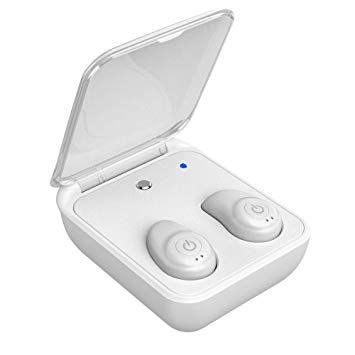 [Updated Version] Wireless Earbuds, Bluetooth 5.0 Auto Pairing Hi-Fi Stereo Sound Earphones, Noise Cancelling, Dual Built-in Mic Headphones, 2000mAh Charging Case as Power Bank by Relaxyo (White)
