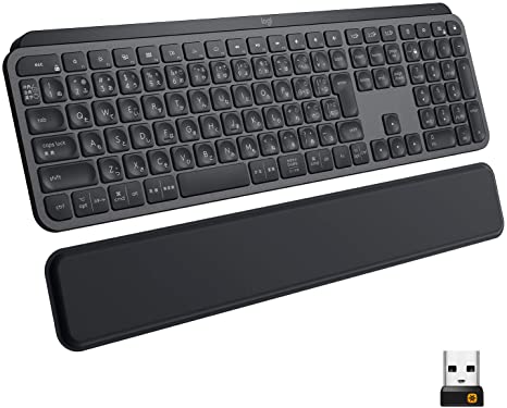 Logitech MX Keys Plus Advanced Wireless Illuminated Keyboard with Detachable Palm Rest, Tactile Responsive Typing, Backlighting, Bluetooth, USB-C, Apple macOS, Microsoft Windows, Linux GRAPHITE