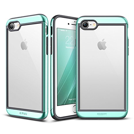 iPhone 7 Case, ESR Transparent Clear Hard PC Cover [Support Wireless Charging]  Dual Layer Solid Protective Shell with Bumper Frame for 4.7" iPhone 7(2016)(Mint Green)