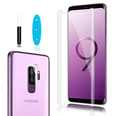 Galaxy S9 Plus Screen Protector Tempered Glass Include a Camera Lens Protector ,Glass Screen Protector with 3D Curved HD Clear Full Coverage for Samsung Galaxy S9 Plus