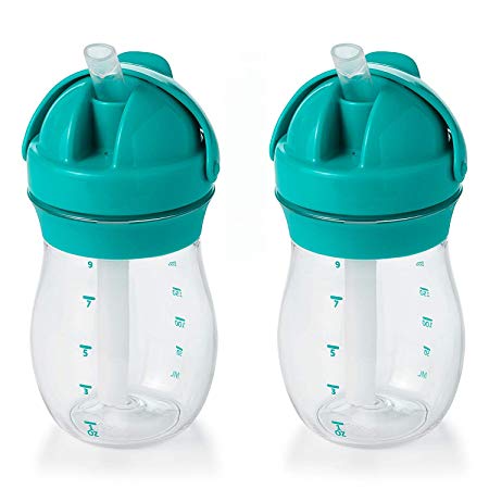 OXO TOT Transitions Straw Cup, Teal, 9 Ounce (2 Pack)