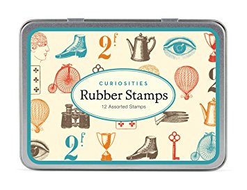 Cavallini Papers Assorted Wooden Rubber Stamps, Curiosities, Set of 12