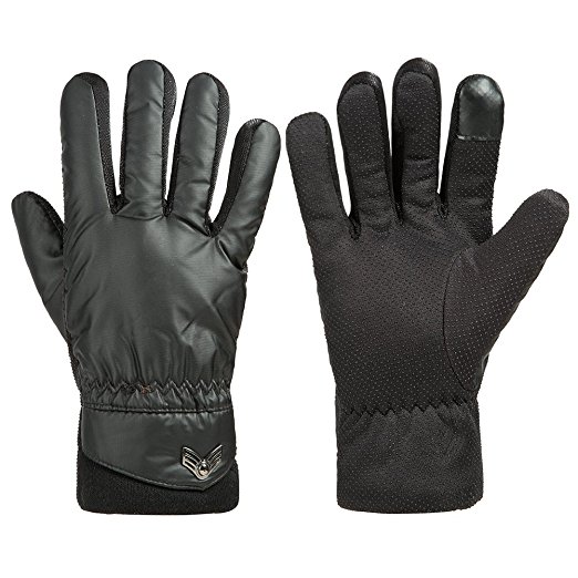 Men’s Waterproof Gloves Touchscreen Thick Gloves Keep Warm in Winter Outdoor, Black