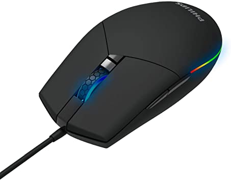 Philips 5-Button Gaming Mouse RGB 7-Color “Breathing” Chroma FX | Adjustable up to 6400 DPI | High-Precision Wired Optical Mouse Sensor w/ 5 Programmable Buttons (SPK9304), Black